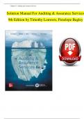 Solution Manual For Auditing and Assurance Services, 9th Edition by Timothy Louwers, Penelope Bagley, All Chapters 1 - 12, Complete Newest Version