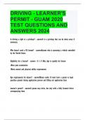 DRIVING - LEARNER'S PERMIT - GUAM 2020 TEST QUESTIONS AND ANSWERS 2024.