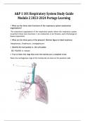 A&P 1 101 Respiratory System Study Guide Module 2 2023-2024 Portage Learning