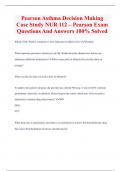 Pearson Asthma Decision Making  Case Study NUR 112 – Pearson Exam  Questions And Answers 100% Solved