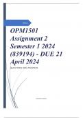 OPM1501 Assignment 2 Semester 1 2024 (839194) - DUE 21 April 2024