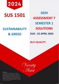 SUS1501 - "2024" ASSESSMENT 7 - SEMESTER 1 - DUE 22 APRIL 2024