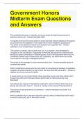 Government Honors Midterm Exam Questions and Answers