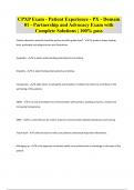 CPXP Exam - Patient Experience - PX - Domain 01 - Partnership and Advocacy Exam with Complete Solutions | 100% pass