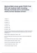 Medical Math study guide FOHS Final EOC (all medical math including Roman numerals and a conversion chart) Correct Quizzes & Ans!!