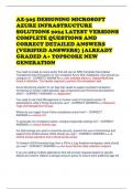 AZ-305 DESIGNING MICROSOFT AZURE INFRASTRUCTURE SOLUTIONS 2024 LATEST VERSIONS COMPLETE QUESTIONS AND CORRECT DETAILED ANSWERS (VERIFIED ANSWERS) |ALREADY GRADED A+ TOPSCORE NEW GENERATION