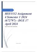 HSY1512 Assignment 4 Semester 1 2024 (672797) - DUE 17 April 2024