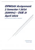 OPM1501 Assignment 2 Semester 1 2024 (839194) - DUE 21 April 2024