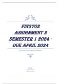 FIN3702 Assignment 2 Semester 1 2024 - DUE April 2024