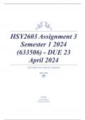 HSY2603 Assignment 3 Semester 1 2024 (633506) - DUE 23 April 2024