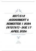 HSY1512 Assignment 4 Semester 1 2024 (672797) - DUE 17 April 2024