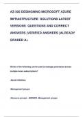 AZ-305 DESINGNING MICROSOFT AZURE  INFRASTRUCTURE SOLUTIONS LATEST  VERSIONS QUESTIONS AND CORRECT  ANSWERS (VERIFIED ANSWERS )ALREADY  GRADED A+