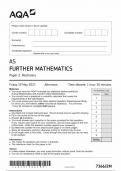 AQA AS FURTHER MATHEMATICS QUESTION PAPER 2 2023 (Mechanics 7366/2M)