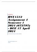 HSY1512 Assignment 4 Semester 1 2024 (672797) - DUE 17 April 2024