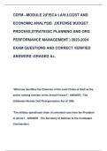 CDFM –MODULE 2(FISCA LAW,LCOST AND  ECONOMIC ANALYSIS ,DEFENSE BUDGET  PROCESS,STRATEGIC PLANNING AND ORG  PERFORMANCE MANAGEMENT ) 2023-2024  EXAM QUESTIONS AND CORRECT VERIFIED  ANSWERS GRADED A+.