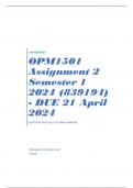 OPM1501 Assignment 2 Semester 1 2024 (839194) - DUE 21 April 2024