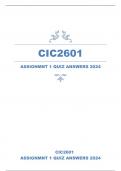 CIC2601  ASSIGNMENT 1 QUIZ ANSWERS 2024