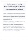 Certified Apartment Leasing Professional Studying Terms (Modules 1-7 mixed questions) | Graded A+