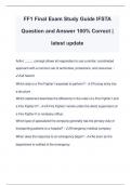 FF1 Final Exam Study Guide IFSTA Question and Answer 100% Correct | latest update