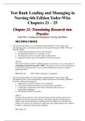 Test Bank Leading and Managing in Nursing 6th Edition Yoder-Wise |Chapters 21 – 25|