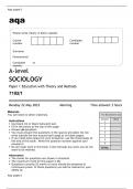 A-level SOCIOLOGY Paper 1 Education with Theory and Methods