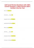 Cell Cycle Review Questions with 100% Correct Answers | Latest Version 2024 | Verified | Ace the Test