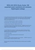 BSN 246 HESI Study Guide 186 expected exam questions and answers Nightingale College.