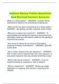 Indiana Notary Public Questions  And Revised Correct Answers 