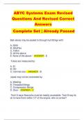 ABYC Systems Exam Revised Questions And Revised Correct  Answers Complete Set | Already Passed