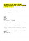 Fundamentals of Nursing: Bowel Elimination Final Exam with Guaranteed Accurate Answers
