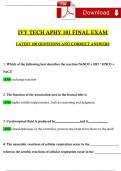 IVY TECH APHY 101 EXAM 1, 2, 3, 4, MIDTERM EXAM  & FINAL EXAM'S LATEST STUDY BUNDLE PACKAGE SOLUTION (VERIFIED)
