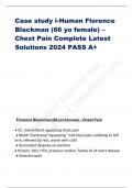 Case study i-Human Florence  Blackman (66 yo female) – Chest Pain Complete Latest  Solutions 2024 PASS A+