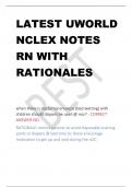 LATEST UWORLD  NCLEX NOTES  RN WITH  RATIONALES
