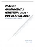 CLA1502 Assignment 2 Semester 1 2024 - DUE 23 April 2024