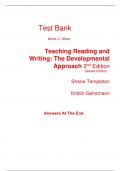 Test Bank for Teaching Reading and Writing The Developmental Approach 2nd Edition (Global Edition) By Kristin Gehsmann, Shane Templeton (All Chapters, 100% Original Verified, A+ Grade)