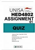 HED4802 ASSIGNMENT 01 (QUIZ) DUE 2024