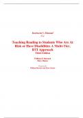 Instructor Manual for Teaching Reading to Students Who Are At Risk or Have Disabilities A Multi-Tier, RTI Approach 3rd Edition By William Bursuck, Mary Damer (All Chapters, 100% Original Verified, A+ Grade)