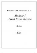 BIOD152 ESSENTIALS IN HUMAN A & P LAB MODULE 1 FINAL EXAM REVIEW Q & A 2024.