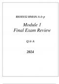 BIOD152 ESSENTIALS IN HUMAN A & P MODULE 1 FINAL EXAM REVIEW Q & A 2024