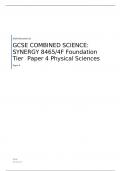 AQA GCSE COMBINED SCIENCE: SYNERGY Foundation Tier Paper 4 Physical Sciences QUESTION PAPER , INSERT AND  MARK SCHEME FOR JUNE 2023 8465/4F