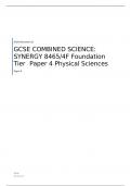 AQA  GCSE COMBINED SCIENCE: SYNERGY  Foundation Tier	Paper 4 Physical Sciences   MARK SCHEME FOR JUNE 2023    8465/4F