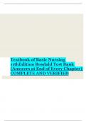 Textbook of Basic Nursing 11thEdition Rosdahl Test Bank (Answers at End of Every Chapter) COMPLETE AND VERIFIED