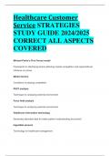 Healthcare Customer Service STRATEGIES STUDY GUIDE 2024/2025 CORRECT ALL ASPECTS COVERED