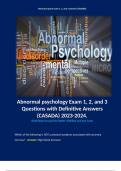 Abnormal psychology Exam 1, 2, and 3 Questions with Definitive Answers (CASADA) 2023-2024. 