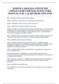 NORTH CAROLINA PESTICIDE APPLICATOR CERTIFICATION CORE MANUAL (CH. 1-3) QUIZESS AND ANS.