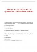 BIO 242 – EXAM 3 FINAL EXAM  QUESTIONS AND ANSWERS 2023/2024