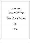 (WGU C190) BIO 1010 INTRO TO BIOLOGY FINAL EXAM REVIEW Q & A 2024