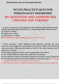 NCLEX PRACTICE QUIZ FOR PERSONALITY DISORDERS 80+ QUESTIONS AND ANSWERS 2024