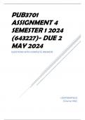 PUB3701 Assignment 4 Semester 1 2024 (643227)- DUE 2 May 2024