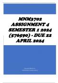 MNM3702 Assignment 4 Semester 1 2024 (576590) - DUE 22 April 2024